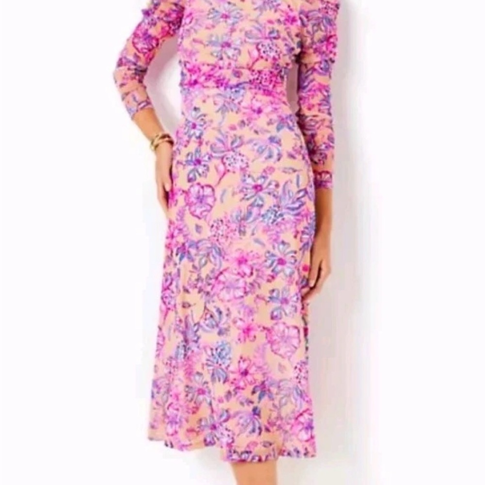 Lilly Pulitzer Pink and Purple Floral Long Sleeve Dress